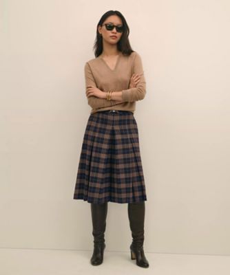 ポリエステルブレンド タータンチェック キュロットパンツ