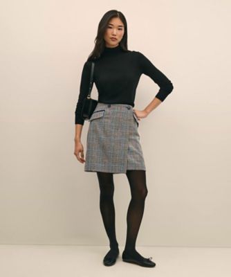 送料無料】ウール マルチカラーチェック ラップスカート