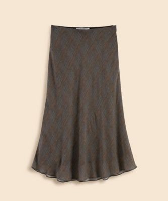 ＜Brooks Brothers＞レーヨンシフォン　グレンチェック　フレアスカート