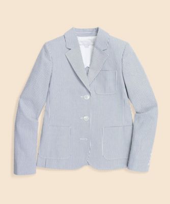 ＜Brooks Brothers＞コットン　シアサッカーストライプ　３ボタンジャケット