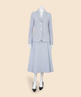 コットン シアサッカーストライプ ミディサーキュラースカート