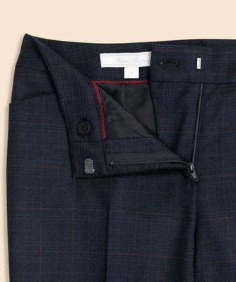 【未使用品✨】ブルックスブラザーズ グレンチェック ネイビーフラップパンツ ウール グレンチェック クロップド ドレスパンツ | Brooks
