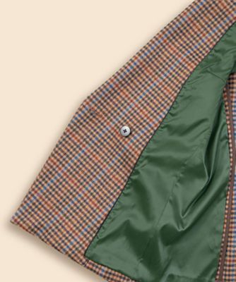 ウールブレンド ガンクラブチェック ダブル4ボタン ピークトラペル