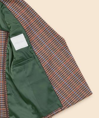 ウールブレンド ガンクラブチェック ダブル4ボタン ピークトラペル