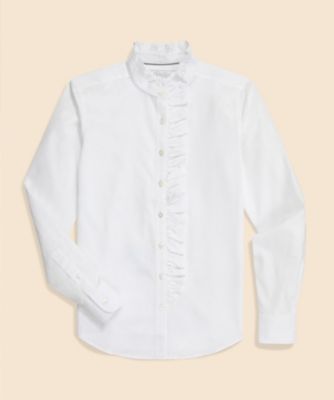 スーピマコットン ラッフルカラーブラウス | Brooks Brothers