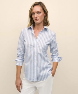 [美品]Brooks Brothers ストライプ シャツ USA コットン スーピマコットン ボールドストライプ ドレスシャツ Regular Fit