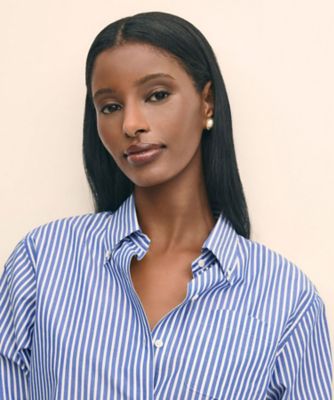 コットン ストライプ クロップドブラウス | Brooks Brothers