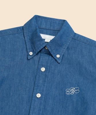 BROOKS BROTHERS ブルックスブラザーズ デニムシャツ ボタンダウン Double B Collection】 コットン ライトウェイト
