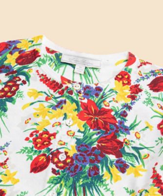 コットン フラワープリント クルーネック カーディガン | Brooks