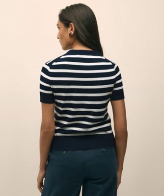 スーピマコットン マリナーストライプ ショートスリーブセーター