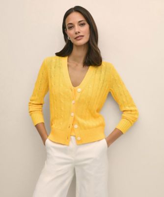 リネン　ケーブル　Ｖネックカーディガン