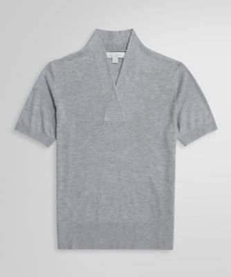 ＜Brooks Brothers＞シルク／レーヨン　ショールカラー　ショートスリーブセーター
