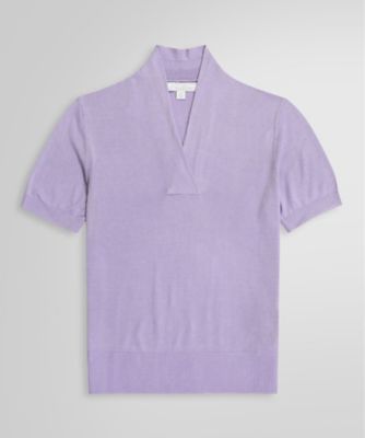 シルク／レーヨン ショールカラー ショートスリーブセーター | Brooks