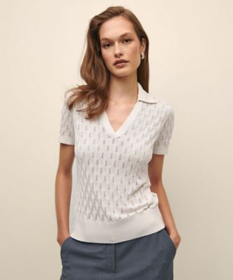ブルックスブラザーズ ニット 長袖 クルーネック ドット柄 トップス レディース Sサイズ ネイビー×ホワイト 346 Brooks Brothers ブルックスブラザーズ ニット 長袖 クルーネック ドット柄