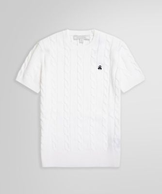＜Brooks Brothers＞スーピマコットン　ＧＦロゴ　ケーブル　ショートスリーブセーター