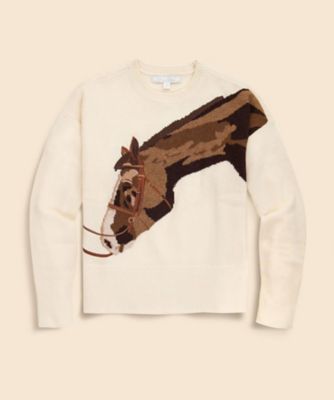 ＜Brooks Brothers＞メリノウール　ホースインターシャ　クルーネックセーター