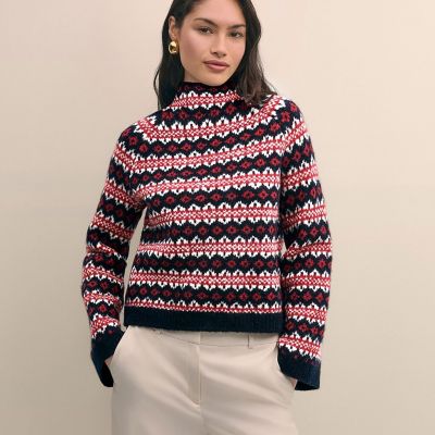 【送料無料】Brooks Brothers/ブルックス ブラザーズ ウール/ナイロン フェアアイル ファンネルネックセーター 101ブラック トップス【三越伊勢丹/公式】