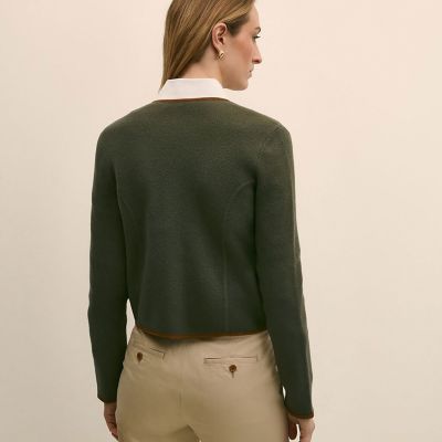 メリノウール スウェードトリム ニットジャケット | Brooks Brothers