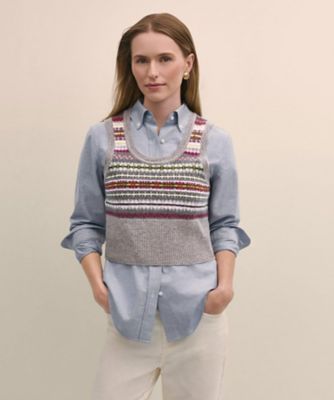 ＜Brooks Brothers＞ラムズウール　フェアアイル　ノースリーブセーター