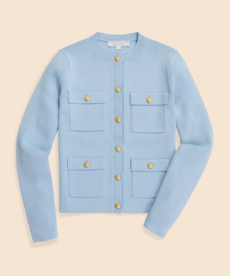 ＜Brooks Brothers＞ミラノリブ　ゴールドボタン　ノーカラーニットジャケット
