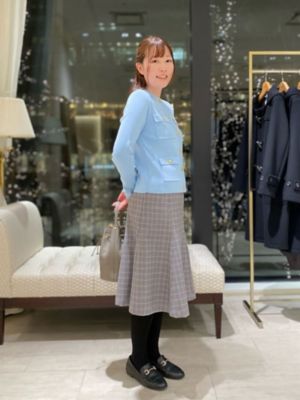 ミラノリブ ゴールドボタン ノーカラーニットジャケット