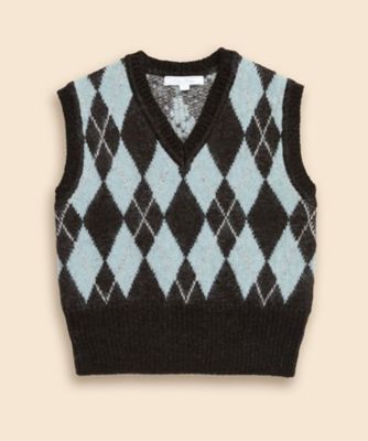 【送料無料】Brooks Brothers/ブルックス ブラザーズ キッドモヘヤブレンド チョコミントアーガイル Vネックベスト 302ダークブラウン トップス【三越伊勢丹/公式】