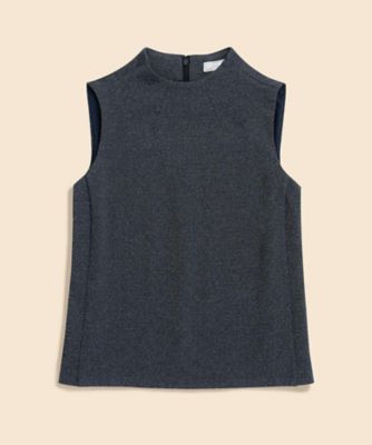 ＜Brooks Brothers＞ポリエステル／コットン　ノースリーブ　モックネックニットトップ