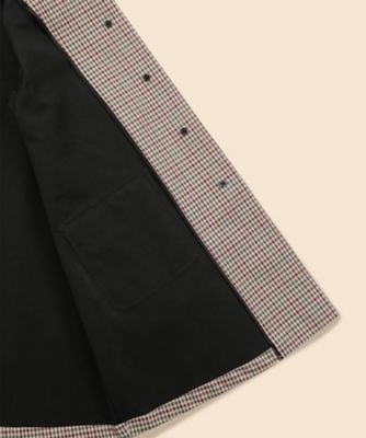 コットン／ナイロン ボンディング チェック ステンカラーコート