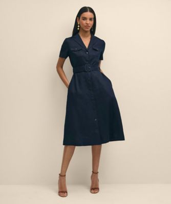 ＜Brooks Brothers＞リネン　ベルテッド　シャツワンピース