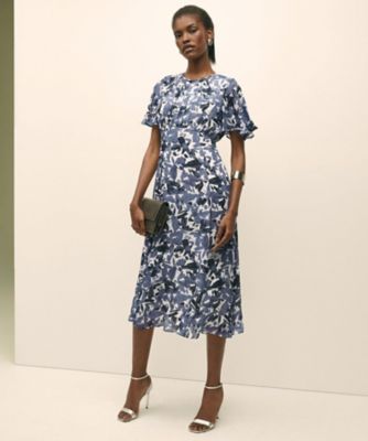 ＜Brooks Brothers＞シフォン　フラワープリント　フラッタースリーブドレス