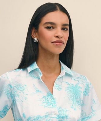 スーピマコットン トワルドジュイ ショートスリーブシャツワンピース