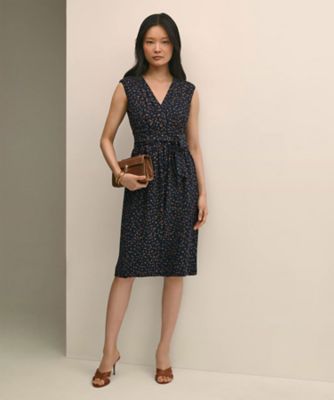 ＜Brooks Brothers＞レーヨンクレープ　オーバルドット　フェイクラップドレス