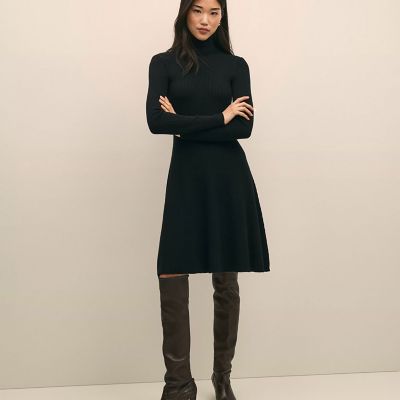 送料無料】メリノウール リブニット タートルネック セーター