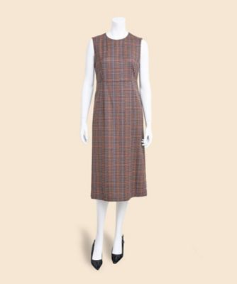 ウールブレンド ガンクラブチェック ノースリーブワンピース | Brooks