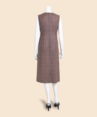 ウールブレンド ガンクラブチェック ノースリーブワンピース | Brooks