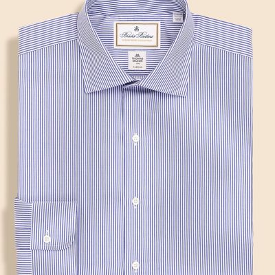 ＜Brooks Brothers＞ラグジュアリー　コットンツイル　ストライプ　フレンチプラケット　ドレスシャツ　Ｒｅｇｕｌａｒ　Ｆｉｔ
