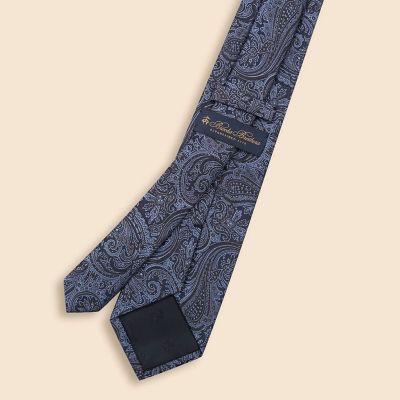 美品 ガルニエ スリーピース ペイズリー M光沢 ストライプ ネイビー シルク シルク ラージペイズリータイ | Brooks Brothers/ブルックス