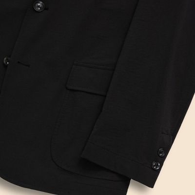 黒 ナイロンジャケット ボタン式 前開き ナイロン／ポリウレタン ウォッシャブル 段返り3ボタンサック