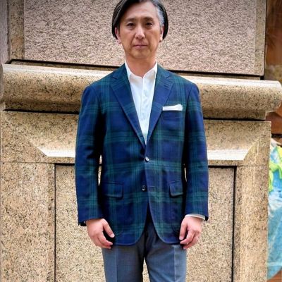 トロピカルウール ブラックウォッチ 段返り3ボタンジャケット