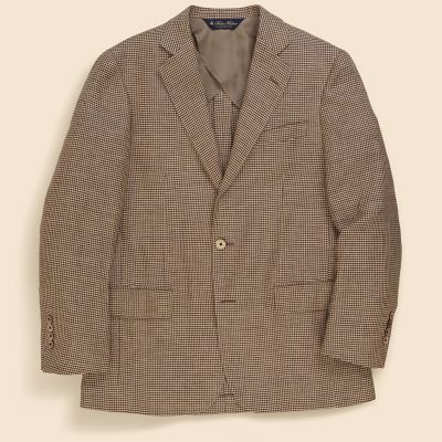 アイリッシュリネン ハウンドトゥース シングル2ボタンアンコン
