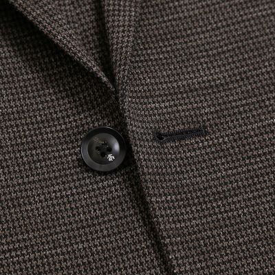 コットン／リネン ニット マイクロハウンドトゥース シングル2ボタン