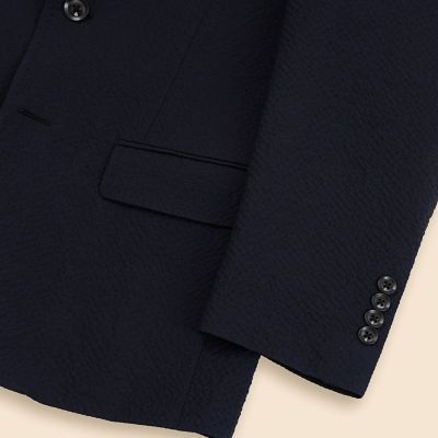 ウール／ポリエステル シアサッカー シングル2ボタンアンコン