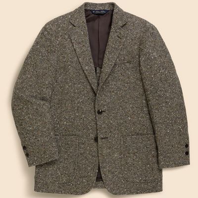 ウール／コットン／リネン ヘリンボーン 段返り3ボタンサック