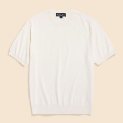 SALE【DRAWER】コットン クルーネックショートスリーブニット SALE【DRAWER】ドロワー コットン クルーネックショートスリーブニット
