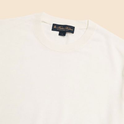 コットン／シルク クルーネック ショートスリーブセーター | Brooks