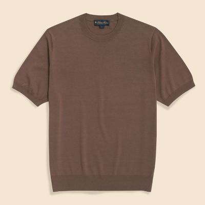 コットン／シルク クルーネック ショートスリーブセーター | Brooks