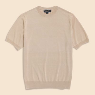 コットン／シルク クルーネック ショートスリーブセーター | Brooks