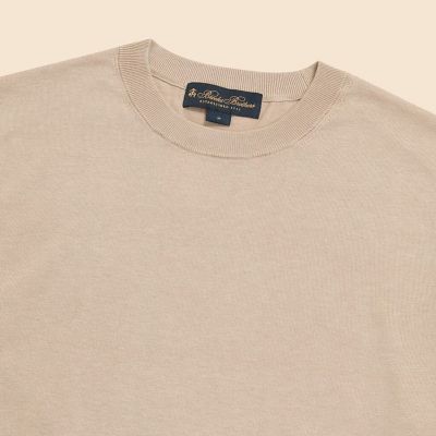 コットン／シルク クルーネック ショートスリーブセーター | Brooks