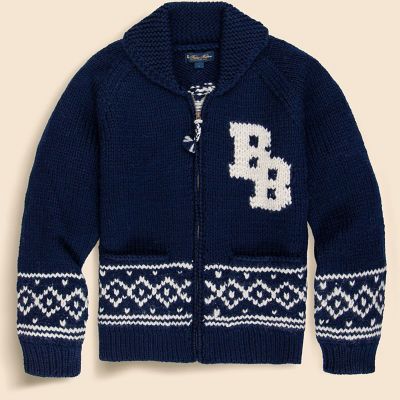 ウール イニシャルカレッジロゴ フルジップ カウチンセーター | Brooks