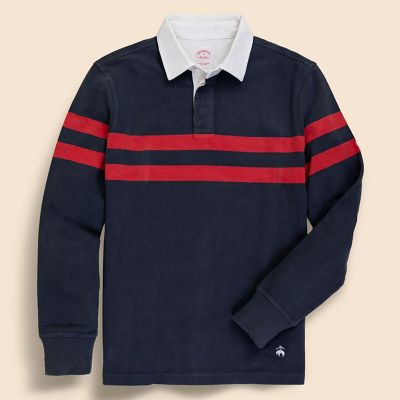 コットンジャージー GFロゴ チェストストライプ ラグビーシャツ